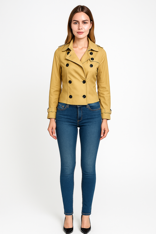 Cropped Mustard Trench Jacket – Smart, Sharp & Effortlessly Cool - revolutionfashionwear