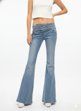 Low-Rise Chain Detail Flared Jeans - revolutionfashionwear