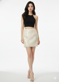 Champagne Sequin Mini Skirt – High-Waist Sparkle Party Skirt - revolutionfashionwear