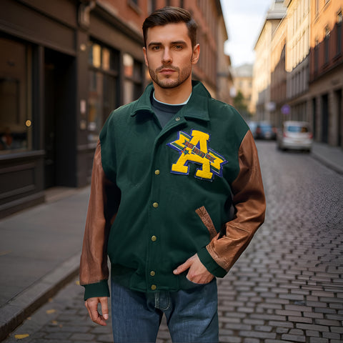 Men’s Green Varsity Jacket - revolutionfashionwear