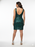 Emerald Green Sequin Bodycon Dress – Scoop Neck - revolutionfashionwear