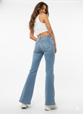 Low-Rise Chain Detail Flared Jeans - revolutionfashionwear