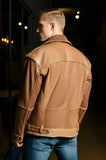 Men’s Tan Leather Jacket – Classic Utility Fit