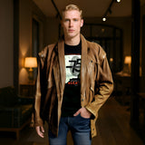 Men’s Tan Leather Jacket – Classic Utility Fit