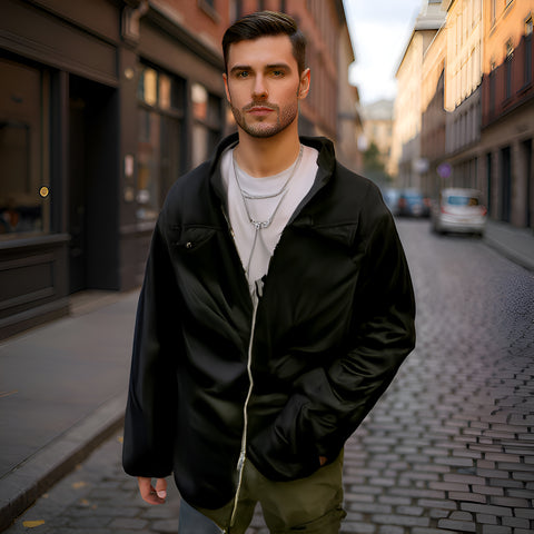 Urban Stealth Black Zip-Up Street Jacket - revolutionfashionwear
