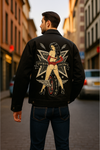 Lucky Freedom Custom Embroidered Black Jacket - revolutionfashionwear