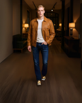 Men’s Tan Leather Jacket – Classic Fit - revolutionfashionwear