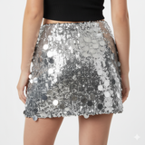 Silver Sequin Mini Skirt – Party & Night Out - revolutionfashionwear