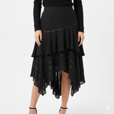 Asymmetrical Layered Ruffle Skirt – Black - revolutionfashionwear