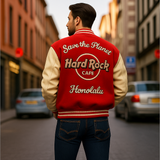 Hard Rock Cafe® “Save the Planet - Red Honolulu” Varsity Jacket - revolutionfashionwear