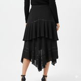 Asymmetrical Layered Ruffle Skirt – Black - revolutionfashionwear