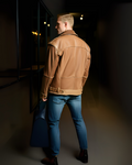 Men’s Tan Leather Jacket – Classic Utility Fit
