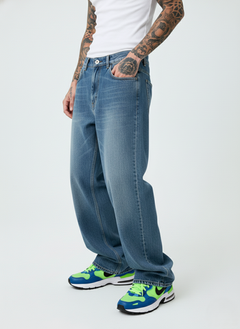 Men's Dark Wash Relaxed Baggy Jeans - revolutionfashionwear