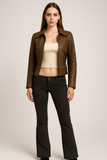 Revolution Ladies Brown Leather Jacket - revolutionfashionwear