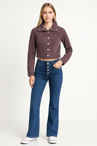 Revolution Ladies Plum Cropped Jacket - revolutionfashionwear