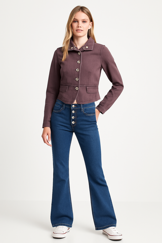 Revolution Ladies Cropped Mauve Jacket - revolutionfashionwear