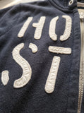 Hollister block logo zip hoodie in navy