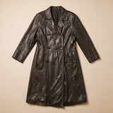 Brown leather trench coat