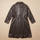 Brown leather trench coat