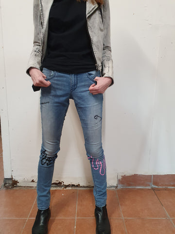 Ladies Hand Painted Punk Jean - revolutionfashionwear