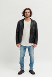 Mens Black Soft Leather Jacket  Zip Front - revolutionfashionwear