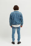 Mens 'Booee' Label Denim Sherpa Jacket - revolutionfashionwear