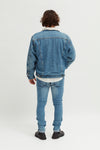 Mens 'Booee' Label Denim Sherpa Jacket - revolutionfashionwear