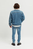 Mens 'Booee' Label Denim Sherpa Jacket - revolutionfashionwear