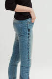 Ladies Revolution Brand Hand Painted Jeans - revolutionfashionwear