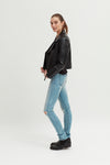 Ladies Revolution Label Cropped PU Crocodile Print Jacket - revolutionfashionwear