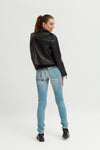 Ladies Revolution Label Cropped PU Crocodile Print Jacket - revolutionfashionwear