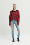 Ladies Red Cropped Knit - revolutionfashionwear