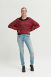 Ladies Red Cropped Knit - revolutionfashionwear