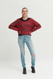 Ladies Red Cropped Knit - revolutionfashionwear