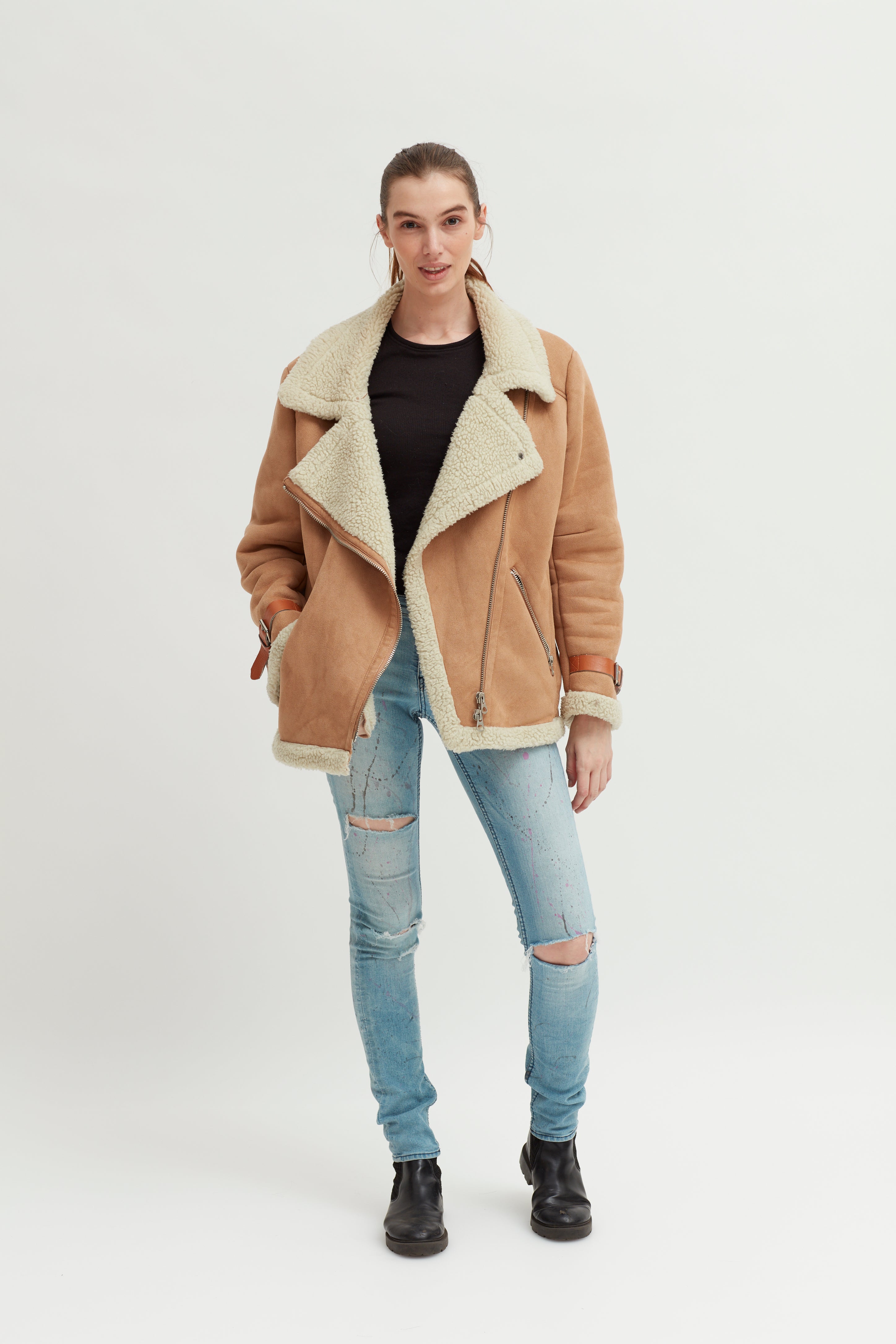 Brown Ghanda Sherpa Jacket Jacket Outfit Teddy Bear Jacket Ghanda