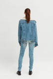 Ladies Denim Sherpa Cropped Jacket - revolutionfashionwear