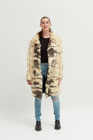 Ladies Vintage Rabbit Fur Long Coat - revolutionfashionwear