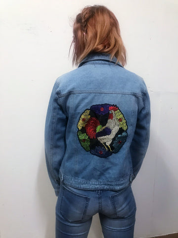 Ladies Rooster Embroidered Jacket - revolutionfashionwear